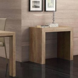 Table console extensible LOGIKA chêne cérusé effet rouvré 90 x 45 cm profondeur, 5 allonges de 50 cm.