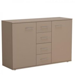 Commode combinée SMART 2 portes 4 tiroirs taupe mat