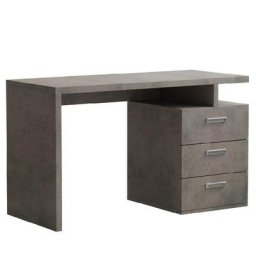 Bureau RUBY 3 tiroirs gris béton 120 x 60 cm