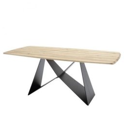 Table repas LAGON pied époxy noir plateau chêne 180*90 cm