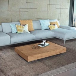 OZZIO NEW COVER Table Basse transformable en Eco-Bois en Chêne et piètement en Métal Graphite