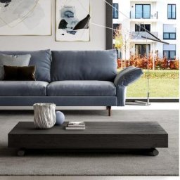 Ozzio UP - Table basse convertible en Eco-bois Carbone et piétement en Métal Garphite.