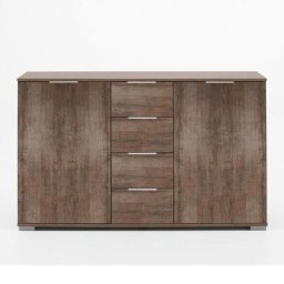 Commode ENSSE 4 tiroirs 2 portes chêne châtaigne