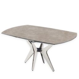 Table de repas extensible BOOMERANG 160/228 x 95 cm plateau céramique pied acier inoxydable