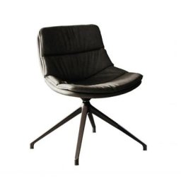 OZZIO SVEVA Fauteuil pivotant en cuir avec piétement en métal bronze