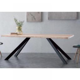 Table repas BIO METAL en bois massif piétement en métal noir.