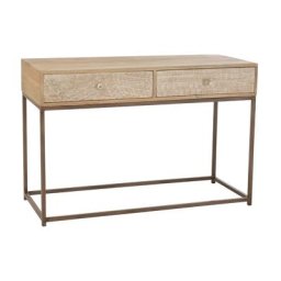 Console HARTY 2 tiroirs Motifs bois Beige