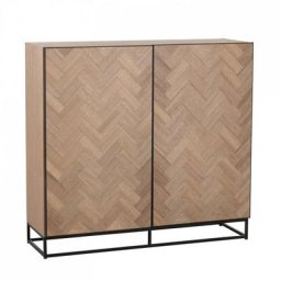 Buffet MOUNIE 2 portes Motifs chevron naturel clair / Pieds métal noir