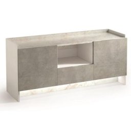 Buffet 2 portes et 1 tiroir MARVEL aspect béton plateau marbre éclairage led intégré