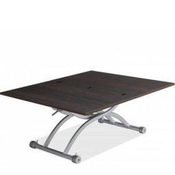 Table relevable extensible compacte HIRONDELLE mélaminé bois wengé 100 x 57/114 cm
