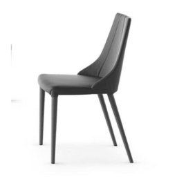 Lot de 2 Chaises VICTORIA en Eco-cuir Graphite avec piétement en métal