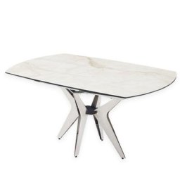 Table de repas extensible BOOMERANG 160/228 x 95 cm plateau céramique pied acier Inoxydable