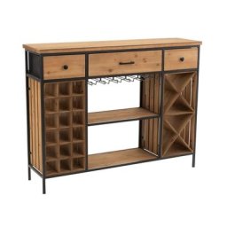 Meuble bar verres et bouteilles 3 tiroirs USTI Métal/Bois naturel