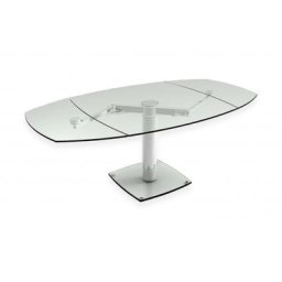 Table de repas extensible GROOVE plateau et allonge en verre trempé