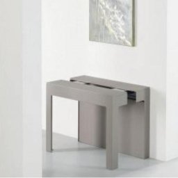 Table console extensible Design ODYSSE S avec rallonges intégrées Gris Taupe/Structure Gris taupe Largeur 90cm