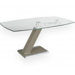 Table de repas extensible ZEBRA SHADOW plateau en verre Piétement TAUPE