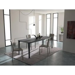 OZZIO MIX-CONO table extensible en Eco-bois Spatulé Pierre / Pieds métal graphite