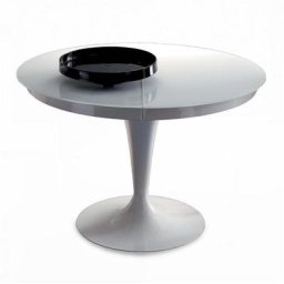 Table extensible Ronde ECLIPSE en Verre Anti-empreinte Blanche et piétement Métal Blanc