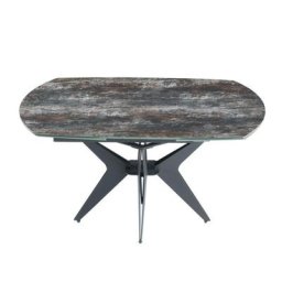 Table de repas extensible BOOMERANG 160/228 x 95 cm plateau céramique anthracite pied acier noir