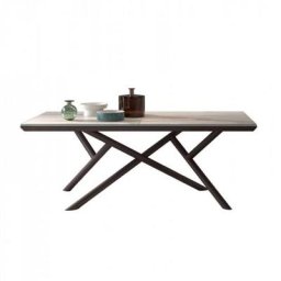 Table extensible RANDOM en Marbre Blanc et piétement Métal Bronze