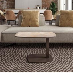 Ozzio SERVUS Table Dinette en Marbre Onice avec piètement en Métal Graphite