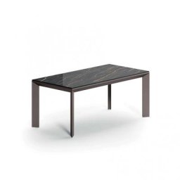 Table extensible METRO en Verre Céramique Noir Désir et Métal Vernis Bronze