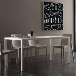 Table repas fixe CARTER blanche 80 x 120 cm.