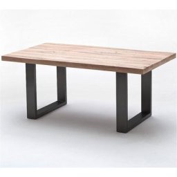 Table repas CAEN 200 X 100 cm plateau chêne blanchi piètement laqué gris anthracite