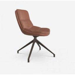 OZZIO SVEVA Fauteuil pivotant en cuir Havana avec piétement en métal bronze