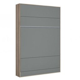 Armoire lit escamotable BERMUDES structure chêne façade gris 140*200 cm
