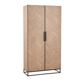 Armoire MOUNIE 2 portes Motifs chevron naturel clair / Pieds métal noir