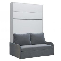 Armoire lit escamotable BERMUDES SOFA blanc canapé gris 140*200 cm
