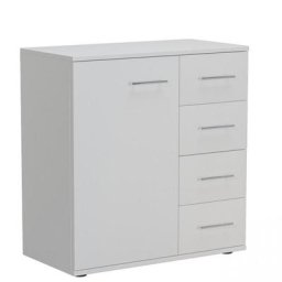 Commode combinée SMART 4 tiroirs 1 porte blanc mat