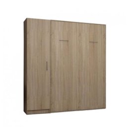 Composition armoire lit escamotable SMART-V2 chêne naturel Couchage 160 x 200 cm colonne armoire