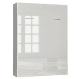 Armoire lit escamotable SMART-V2 structure blanc mat, façade Gloss blanc brillant 160*200 cm