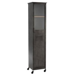 Armoire 1 porte 5 étagères UZIN en métal gris.
