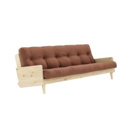 Canapé 3 places convertible INDIE style scandinave futon brun argile couchage 130*190 cm.