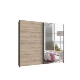 Armoire de rangement 2 portes coulissantes EDWIG 225 cm chêne / miroir