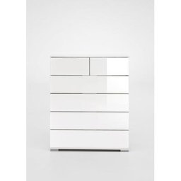 Commode ENSSE 6 tiroirs blanc verre blanc