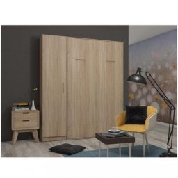 Composition armoire lit escamotable SMART-V2 chêne naturel Couchage 140 x 200 cm colonne armoire