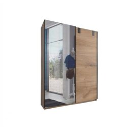 Armoire EMY style industriel 135 cm coulissante chêne poutre / miroir