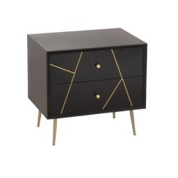 Table de chevet PIKA 2 tiroirs couleur noir et or