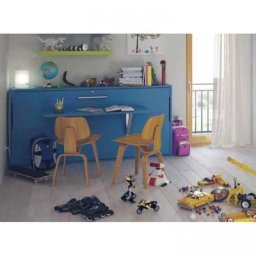 Armoire lit horizontale escamotable GUIZZO couchage 80 * 200 cm tablette bureau intégrée