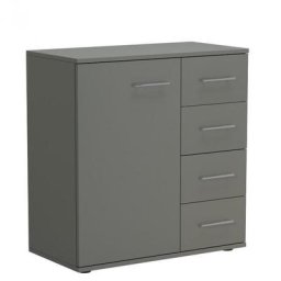 Commode combinée SMART 4 tiroirs 1 porte gris graphite mat