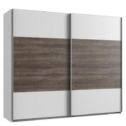 Armoire EVA portes coulissantes largeur 225 cm blanc / chêne châtaigne