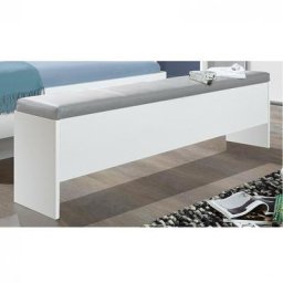 Banc-Coffre de lit VIRONI blanc et béton