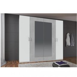 Armoire de rangement 4 portes ANGELA 225 cm blanc / gris clair