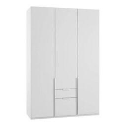 Armoire 3 portes 2 tiroirs WILMA 135 cm blanche
