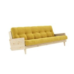 Canapé 3 places convertible INDIE style scandinave futon miel couchage 130*190 cm.