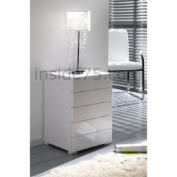 WHITE chevet 5 tiroirs laqué blanc design